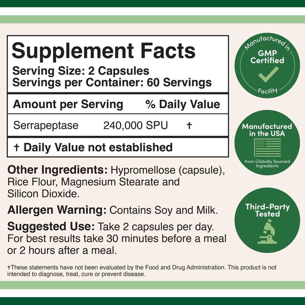 Serrapeptase 240,000 Spu by Double Wood – 120 Veggie Capsules thumbnail 2