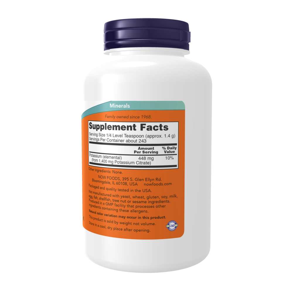 Now Foods Potassium Citrate Pure Powder – 12 Oz – Electrolyte Balance & P H Support thumbnail 2