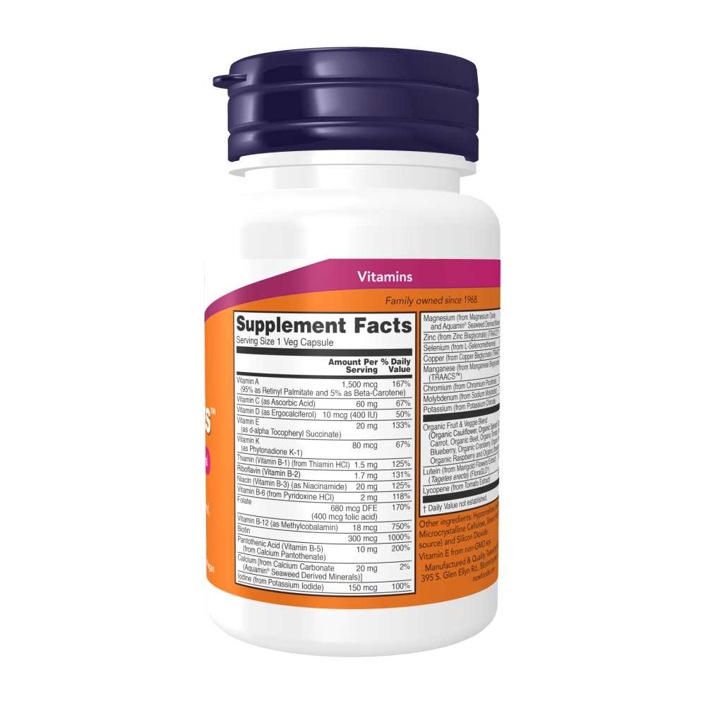 Now Foods Daily Vits – One-A-Day Multivitamin & Mineral with Fruit & Veggie Blend, Lutein & Lycopene – 30 Veg Capsules thumbnail 3