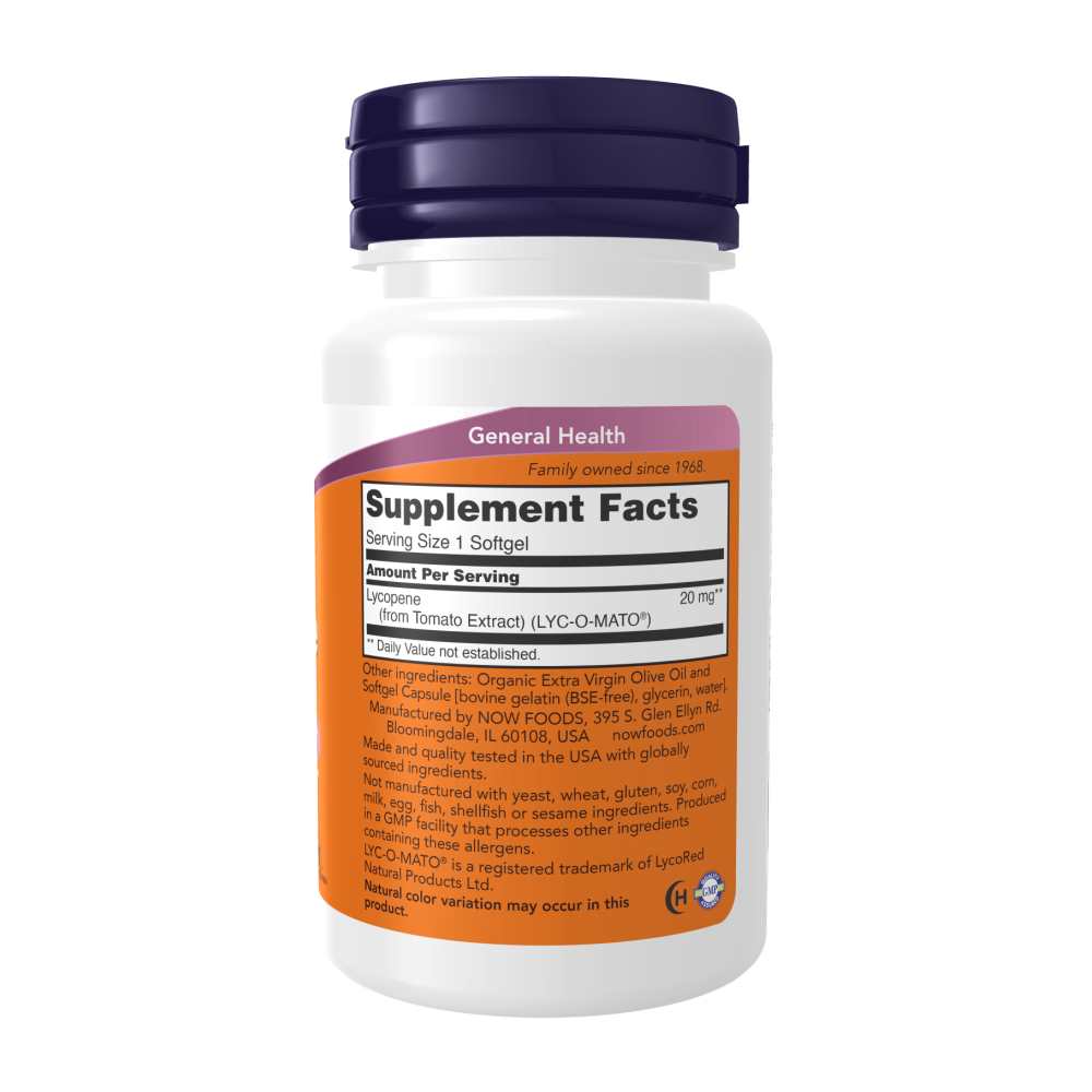 Now Foods Lycopene 20mg – Antioxidant & Heart Health Support – 50 Softgels thumbnail 2