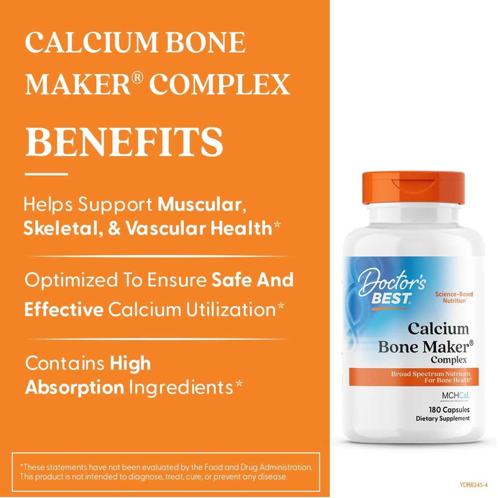 Doctor's Best Calcium Bone Maker Complex with Mch Cal, 180 Capsules thumbnail 2