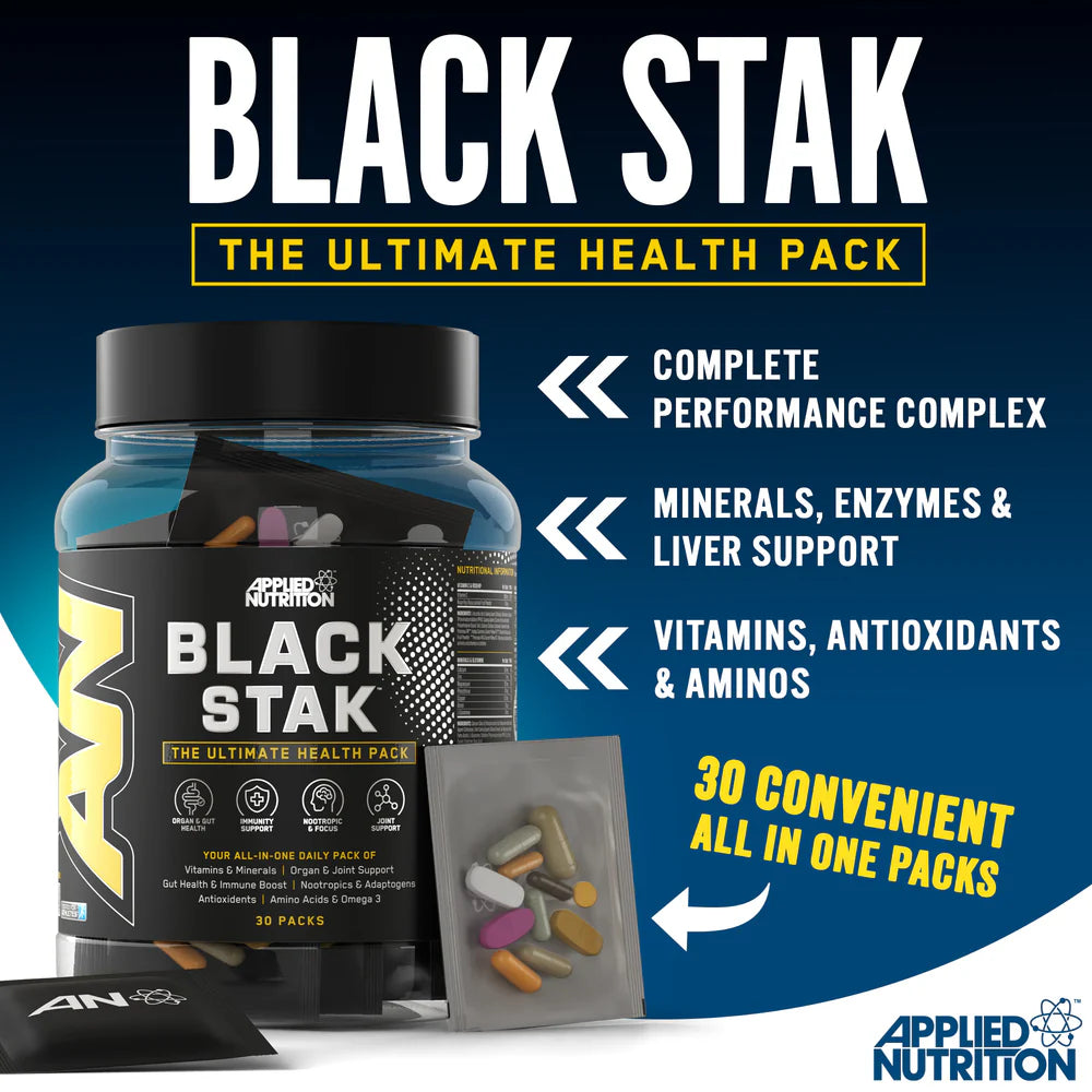 Applied Nutrition Black Stak - the Ultimate Health Pack 30 Packs in Each Tub thumbnail 2