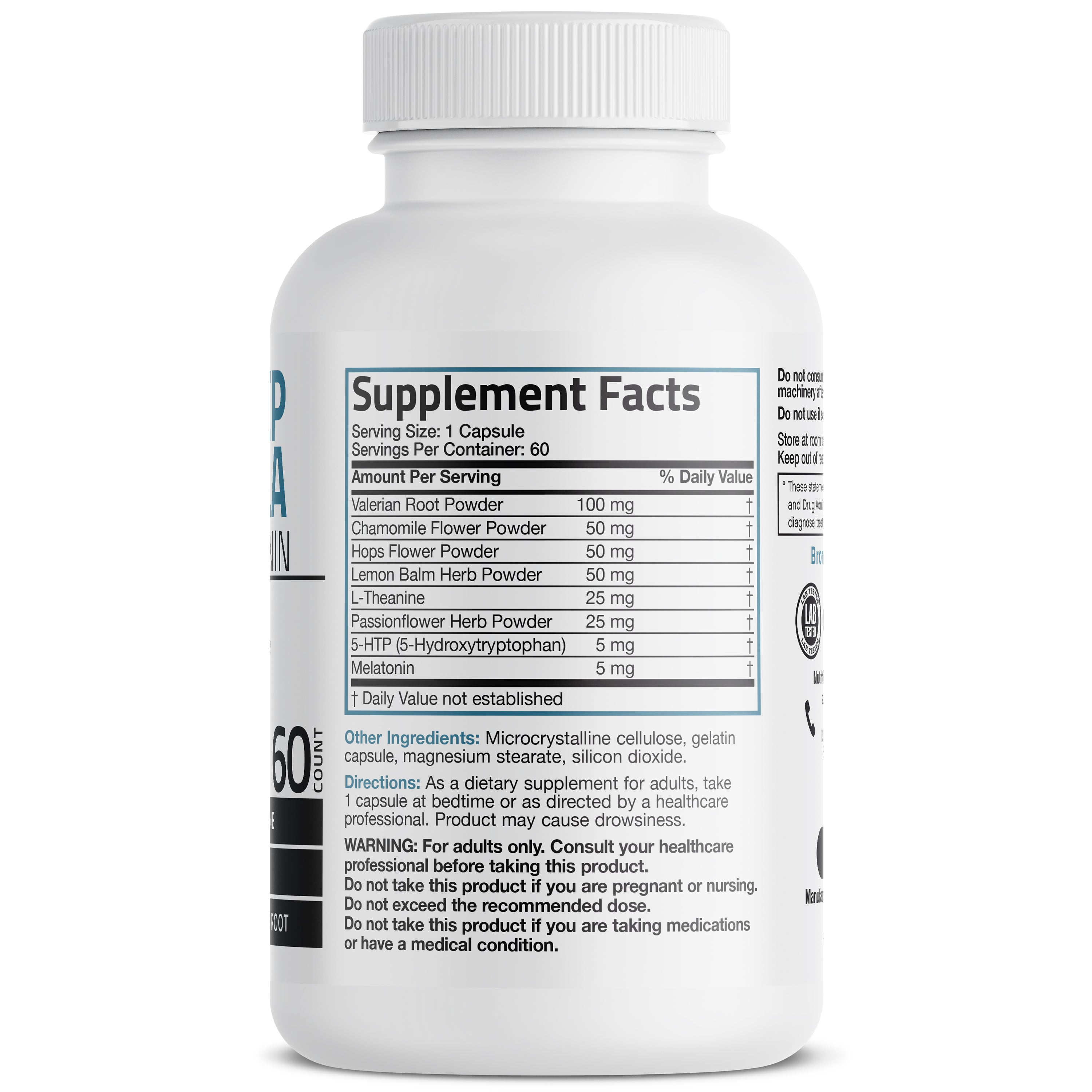 Bronson Vitamins Pm Sleep Formula with Melatonin - 60 Capsules thumbnail 2