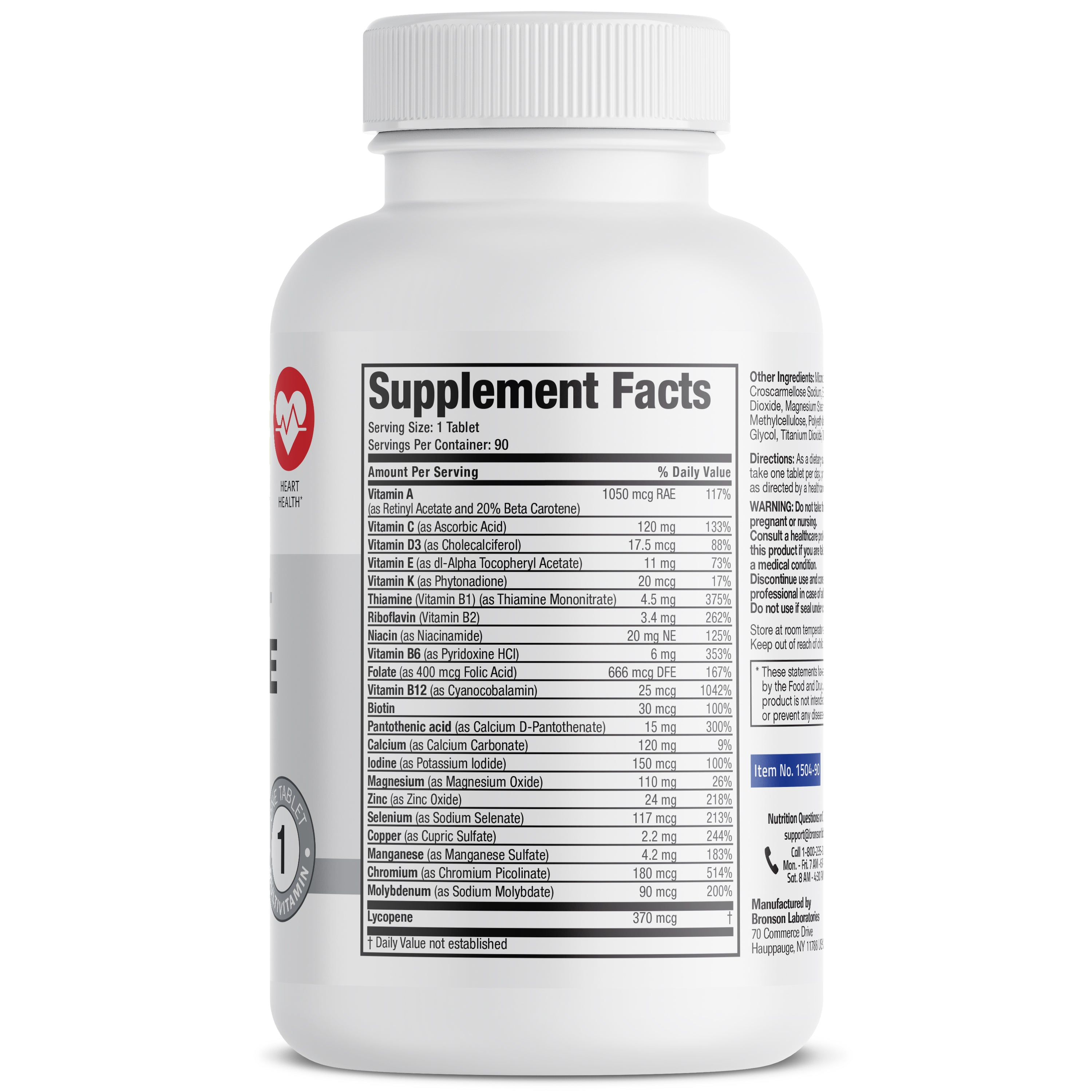 Bronson Vitamins Bronson One™ Men's 50+ Complete Once-Daily Multivitamin 90 Tabs thumbnail 2