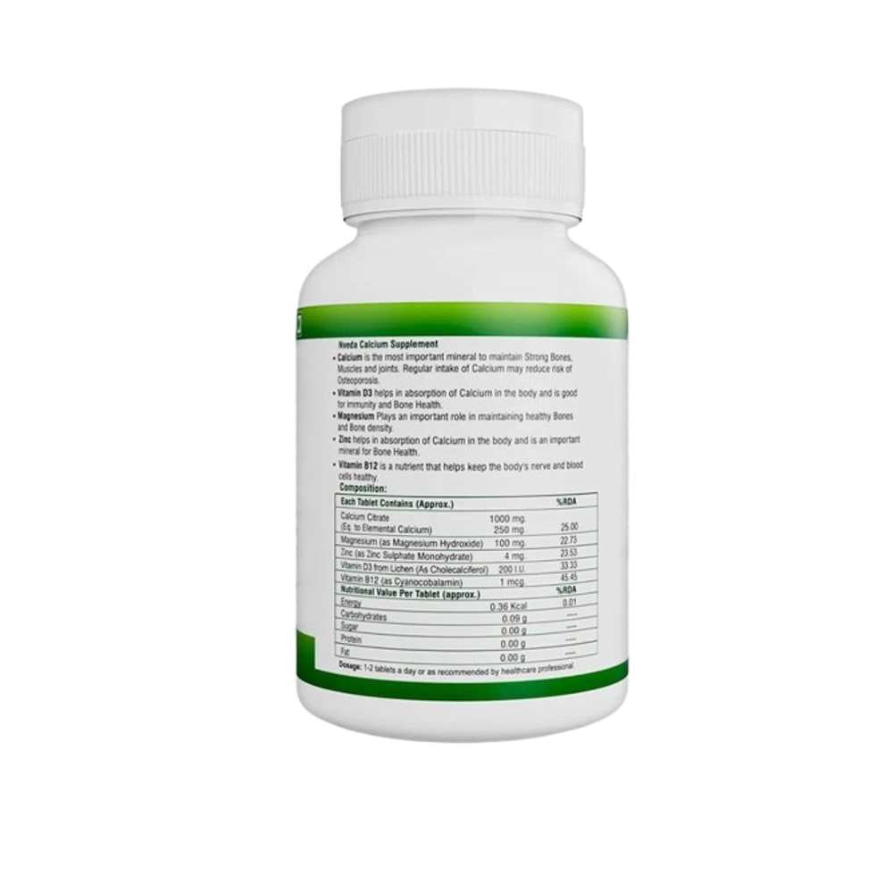 Nveda Calcium Magnesium Zinc with Vitamin D3 & B12 – 60 Tablets thumbnail 2
