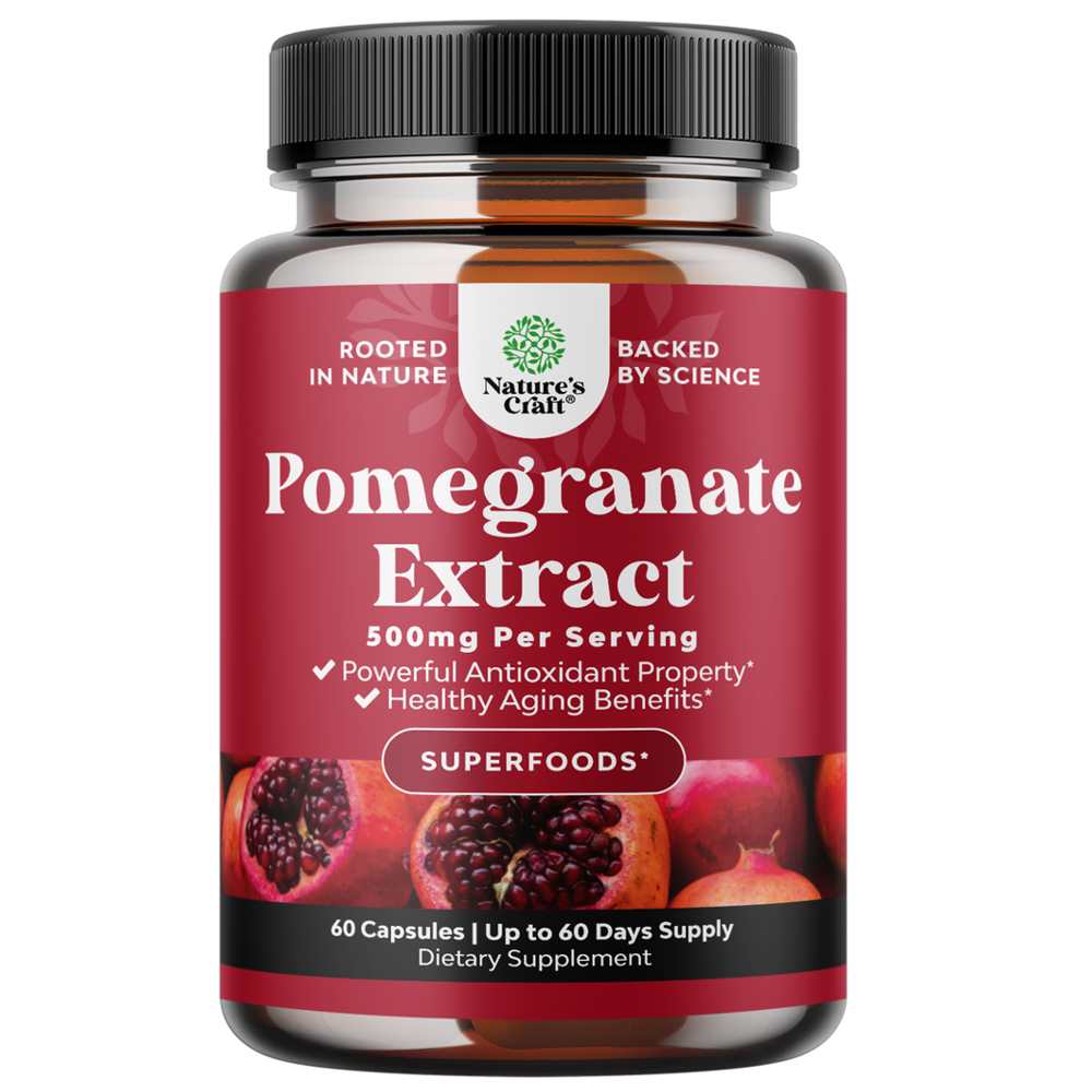 Nature's Craft Pomegranate Extract – 500mg per Serving | 60 Capsules | Antioxidant-Rich Superfood for Healthy Aging thumbnail 3