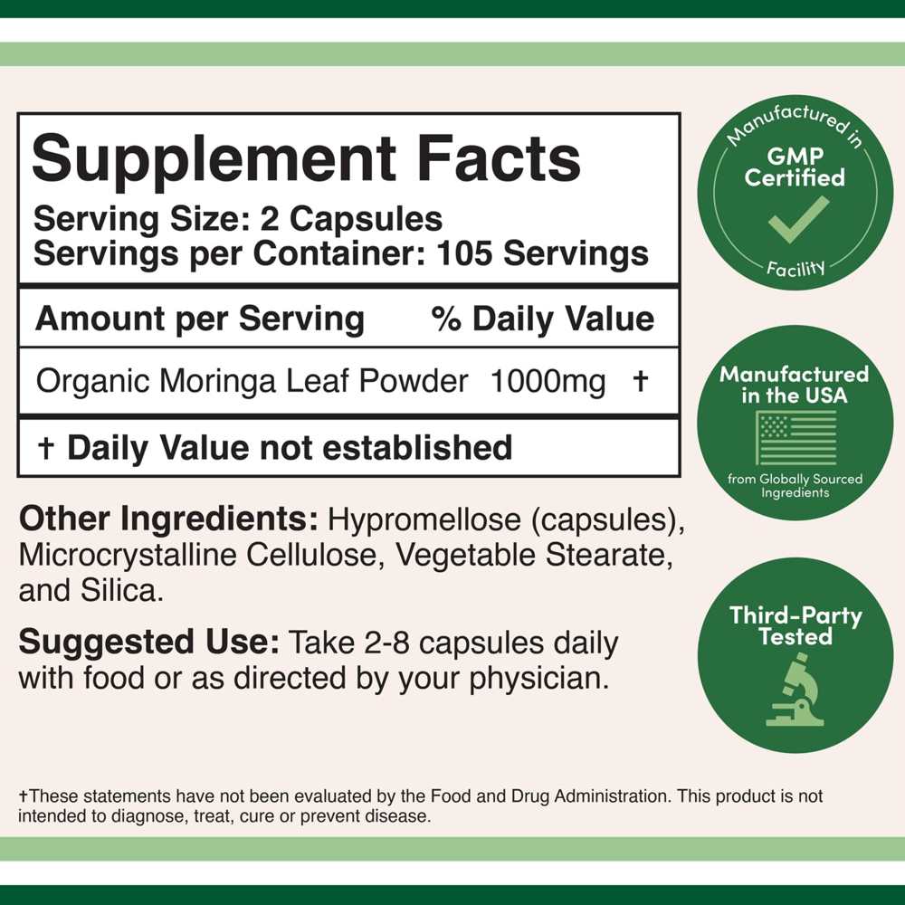 Double Wood Moringa – 1000mg Powerful Superfood Formula | 210 Capsules thumbnail 2