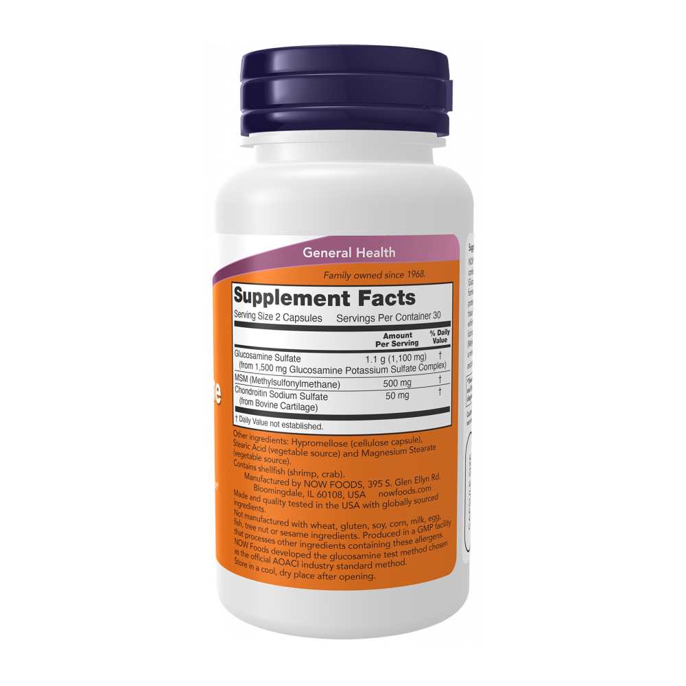 Now Foods Glucosamine & Msm with Chondroitin – Joint Health Support – 60 Capsules thumbnail 3