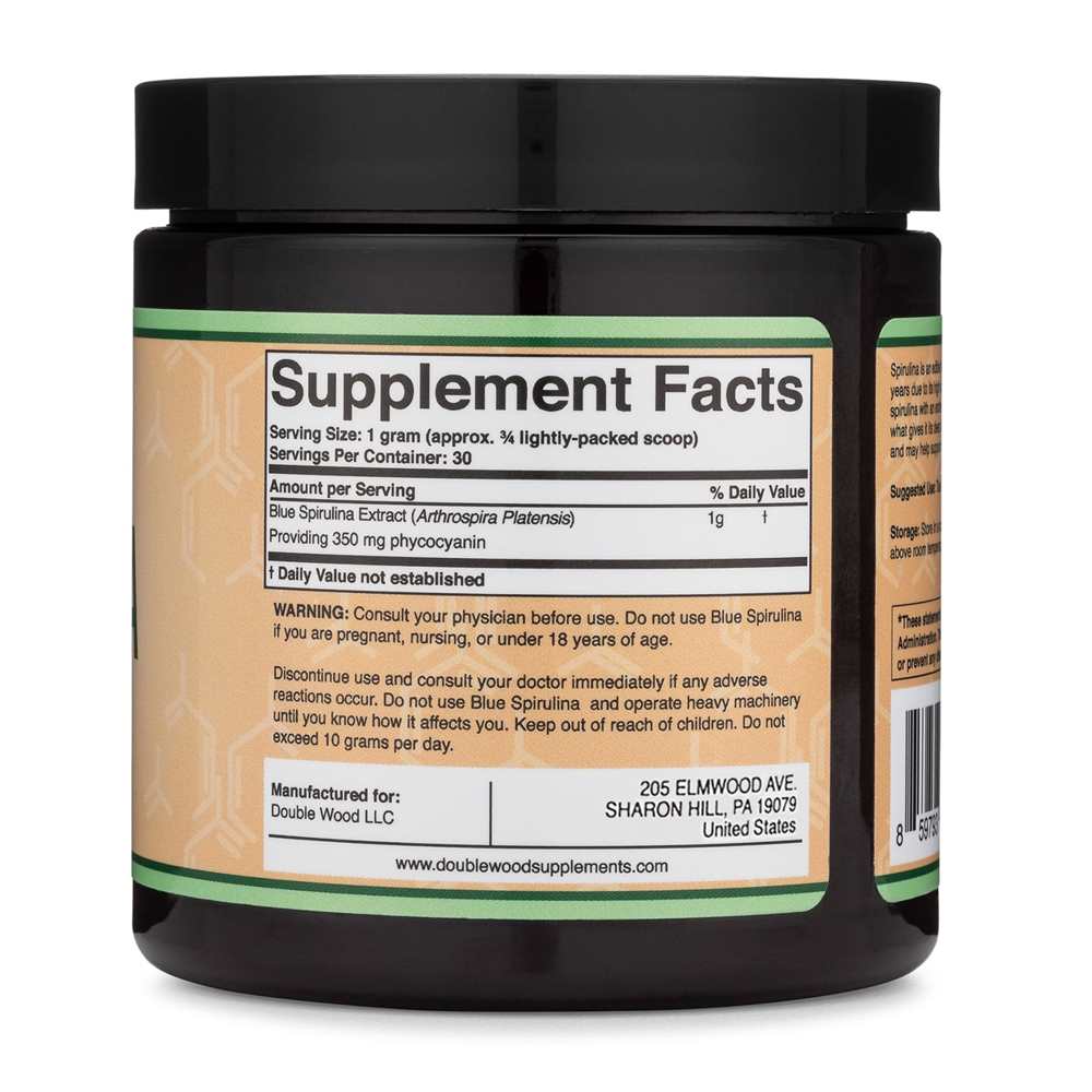 Double Wood Blue Spirulina – Pure Superfood Powder for Antioxidant Support | 30 Grams thumbnail 2