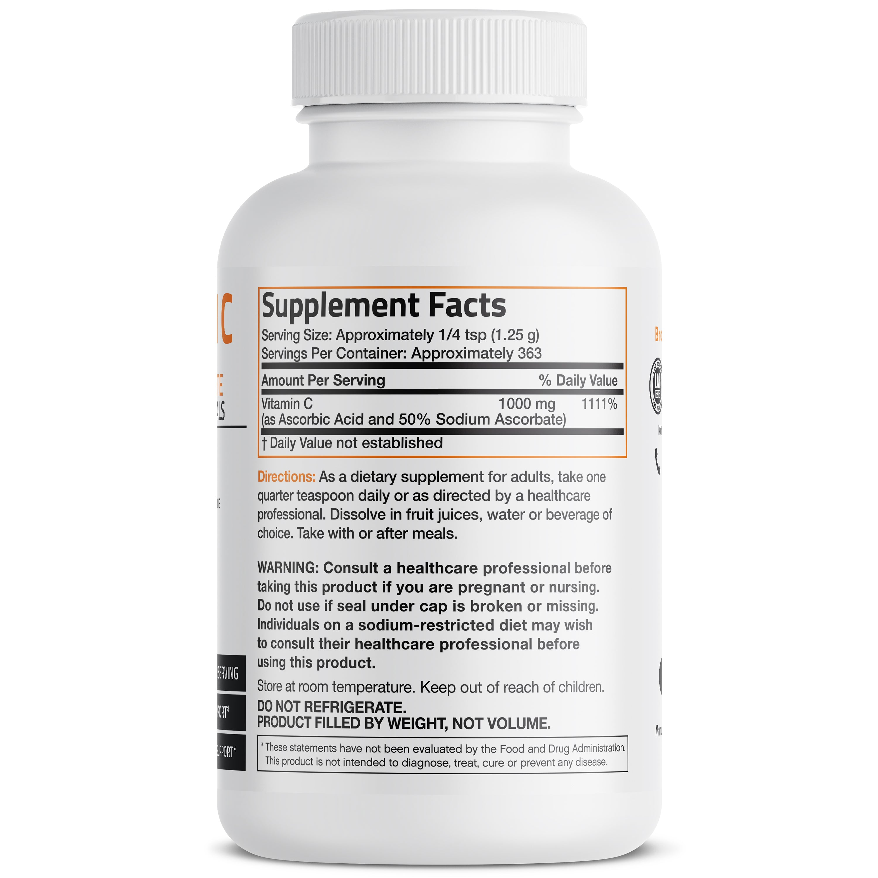 Bronson Vitamins Buffered Vitamin C Ascorbic Acid Crystals - 1,000 Mg 454g thumbnail 2