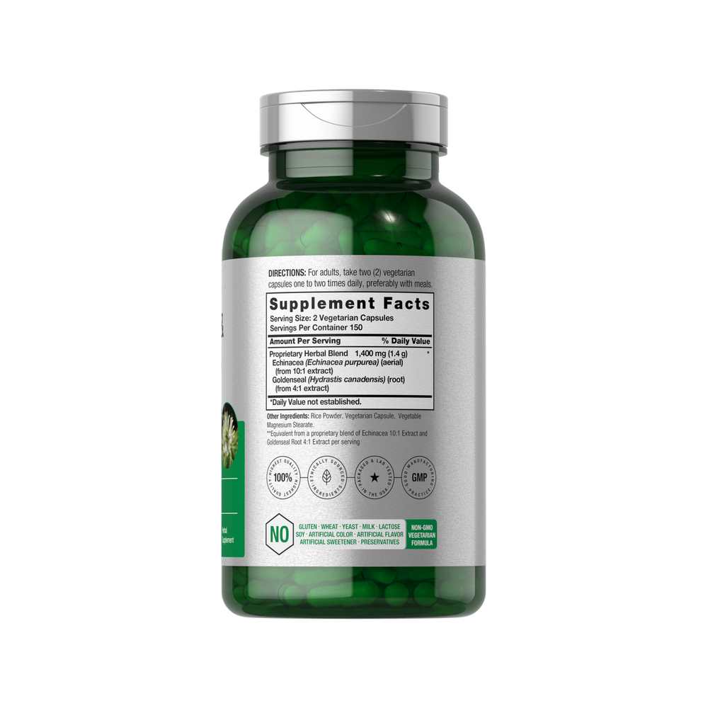Horbäach Echinacea Goldenseal 1400mg per Serving | 300 Capsules thumbnail 2