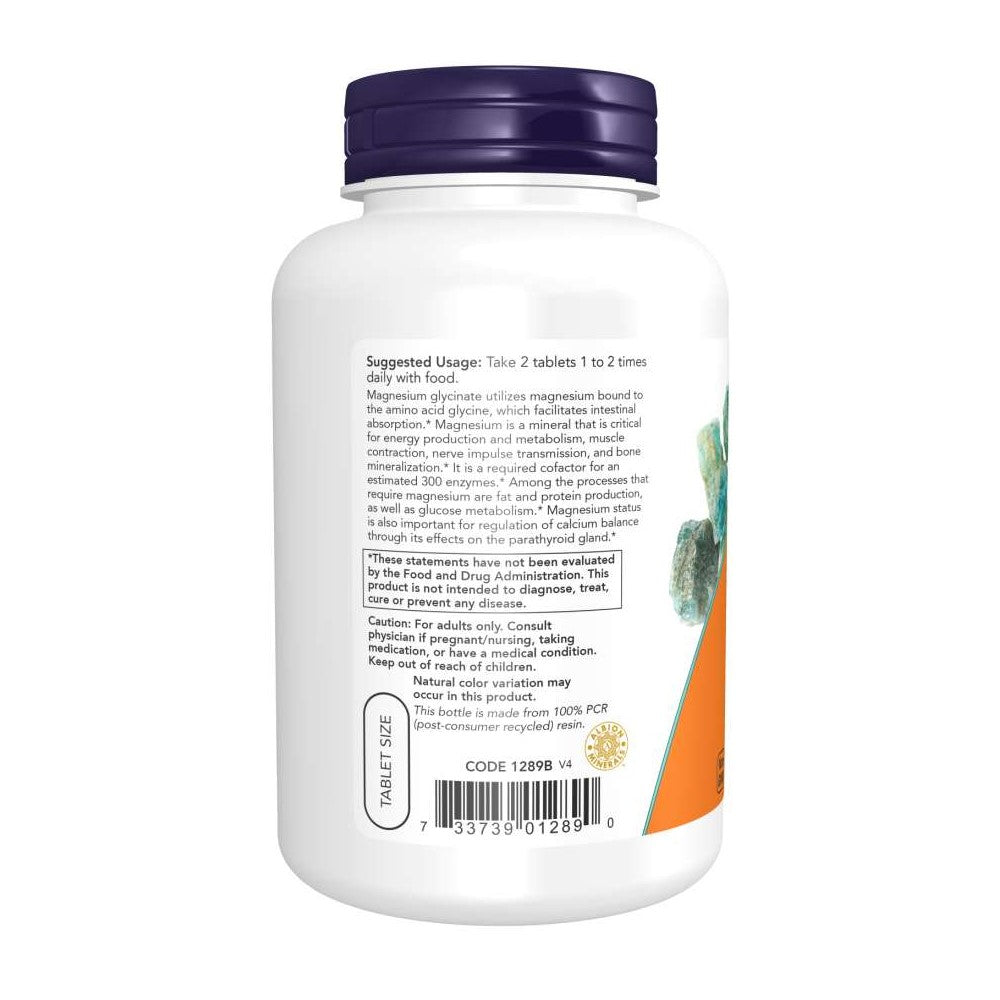 Magnesium Glycinate By Now - 180 Tablets Highly Absorbable Form thumbnail 2