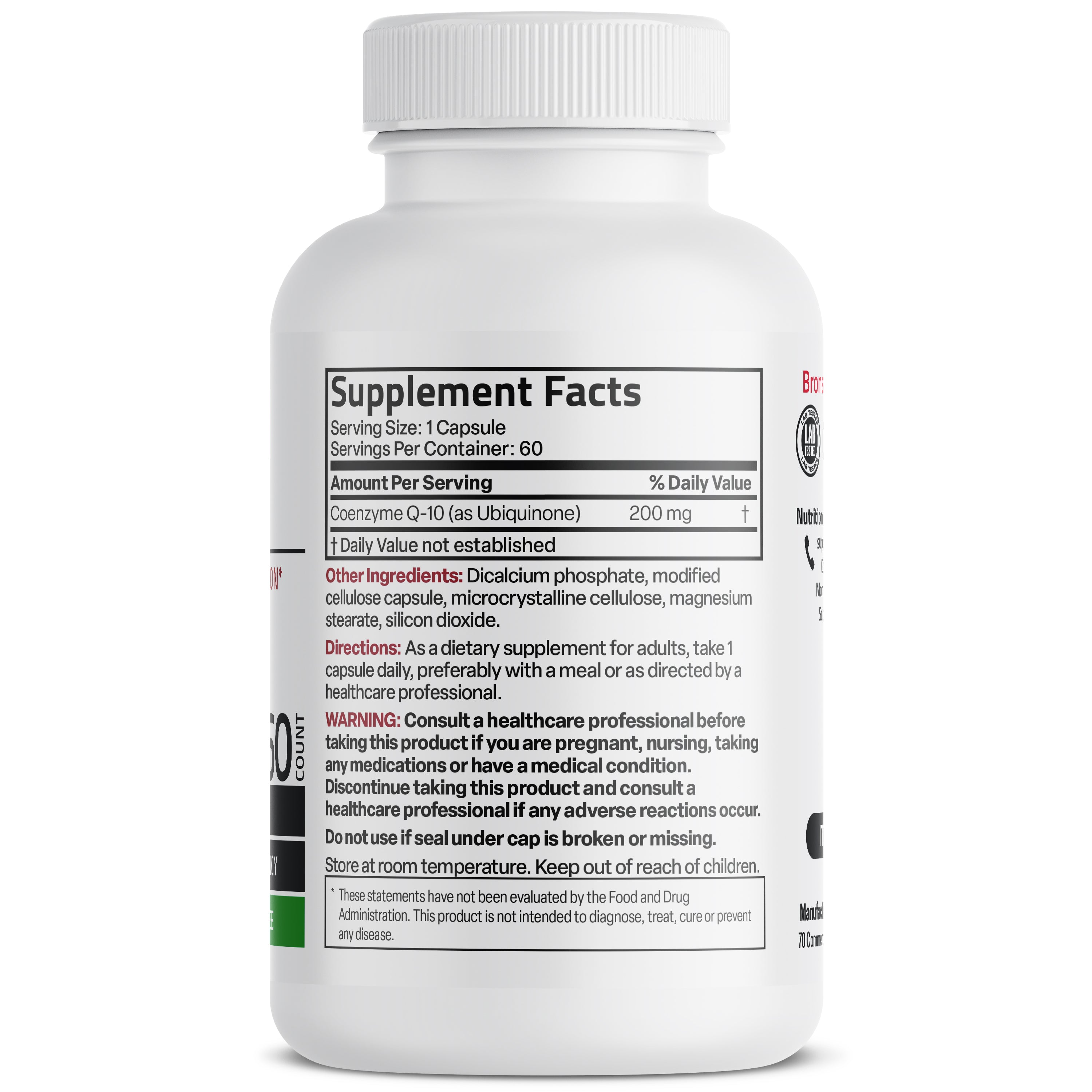 Bronson Vitamins Co Q10 - 200 Mg 60 Caps thumbnail 2