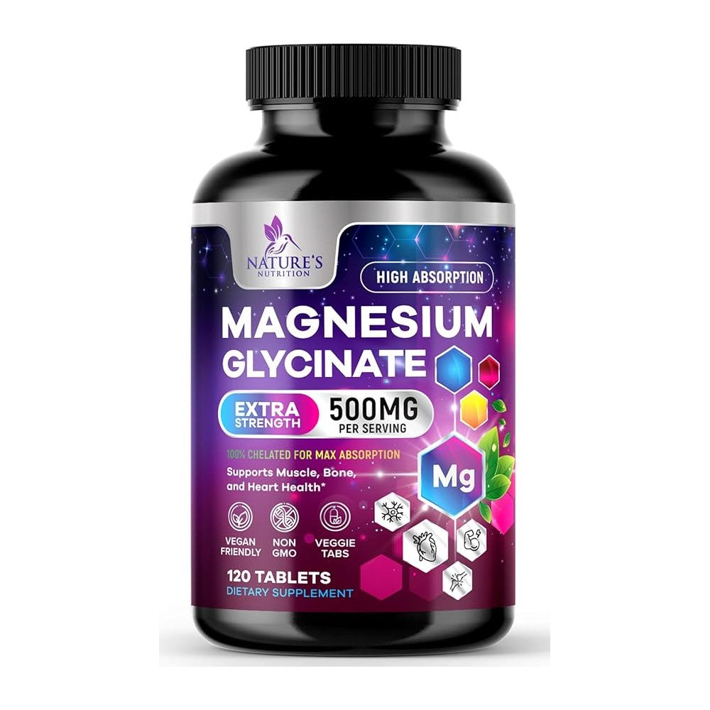 Nature's Nutrition Magnesium Glycinate Extra Strength 500mg – 60 Tablets thumbnail 3