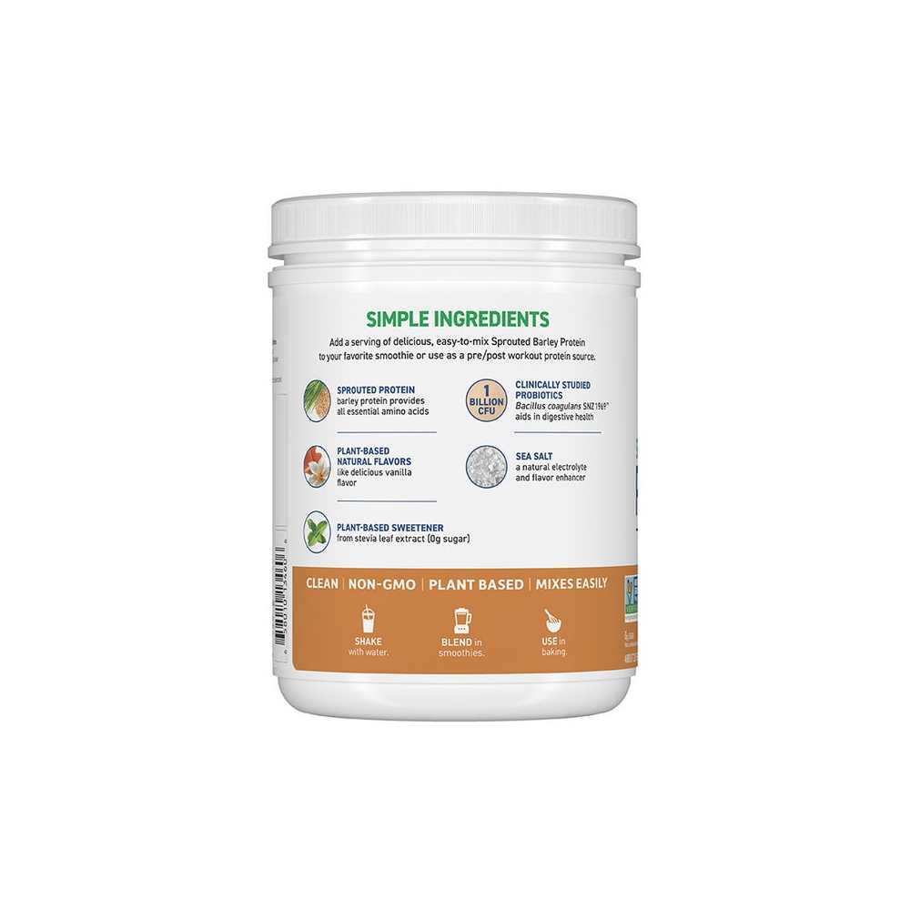 Garden of Life Sprouted Barley Protein + Probiotics Powder - Vanilla Caramel 540g thumbnail 2