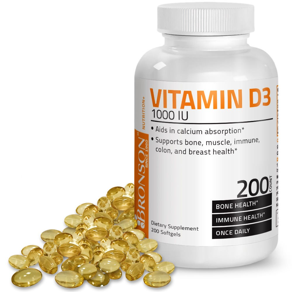 Bronson Vitamins Vitamin D3 - 1,000 Iu 100 Softgels thumbnail 2