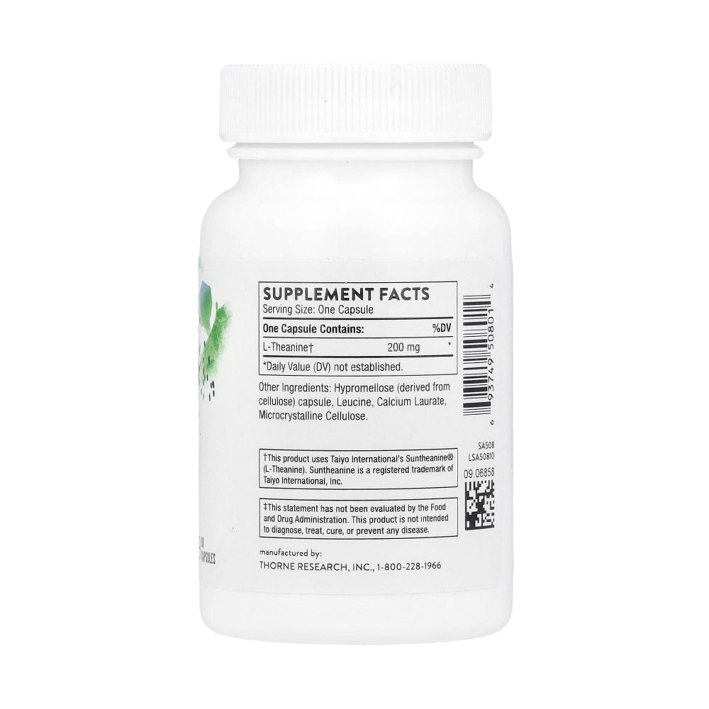 THORNE Theanine DIETARY SUPPLEMENT (90) CAPSULES 200mg thumbnail 2