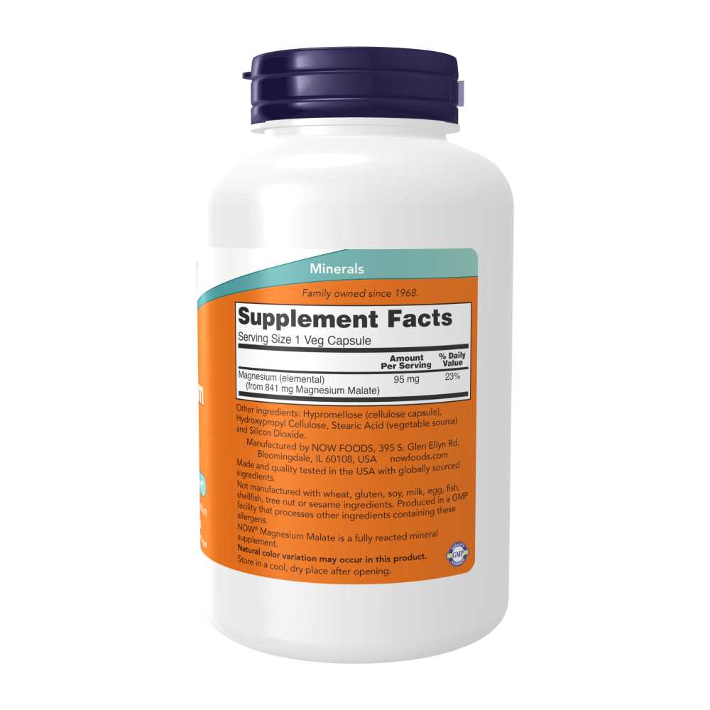Now Foods Magnesium Malate – Nervous System & Muscle Support – 180 Veg Capsules thumbnail 2