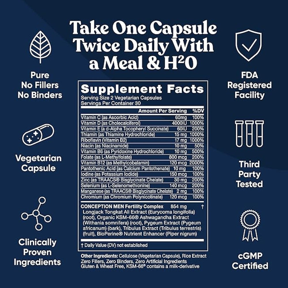 Eu Natural Conception Men — Zinc & Folate Formula for Male Fertility, Drive & Vitality thumbnail 2