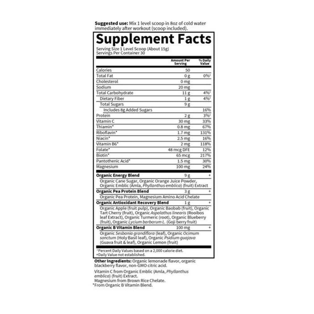 Garden of Life Sport Organic Plant-Based Recovery Blackberry Lemonade 446g Powder thumbnail 2