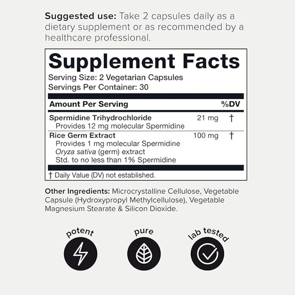 Toniiq Spermidine+ Complex 22mg - Premium Cellular Health Supplement – 60 Capsules thumbnail 2