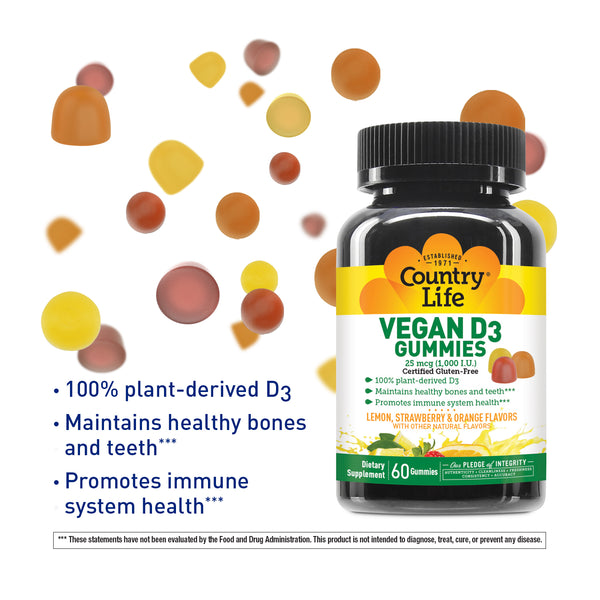 Country Life Vitamins Vegan D3 60 Gummies thumbnail 2