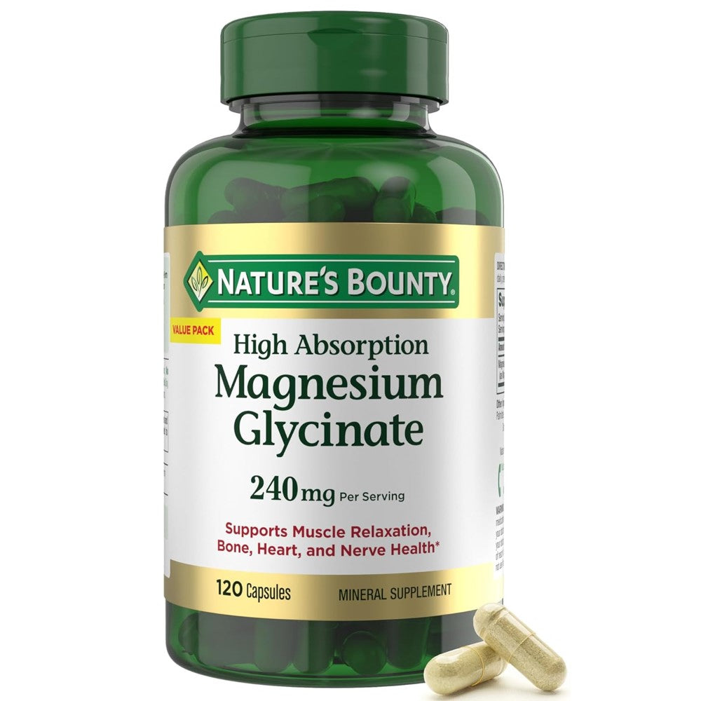 Magnesium Glycinate – Nature's Bounty 240MG Relaxation and Bone, Heart & Nerve Health – Non-GMO, Gluten-Free thumbnail 8