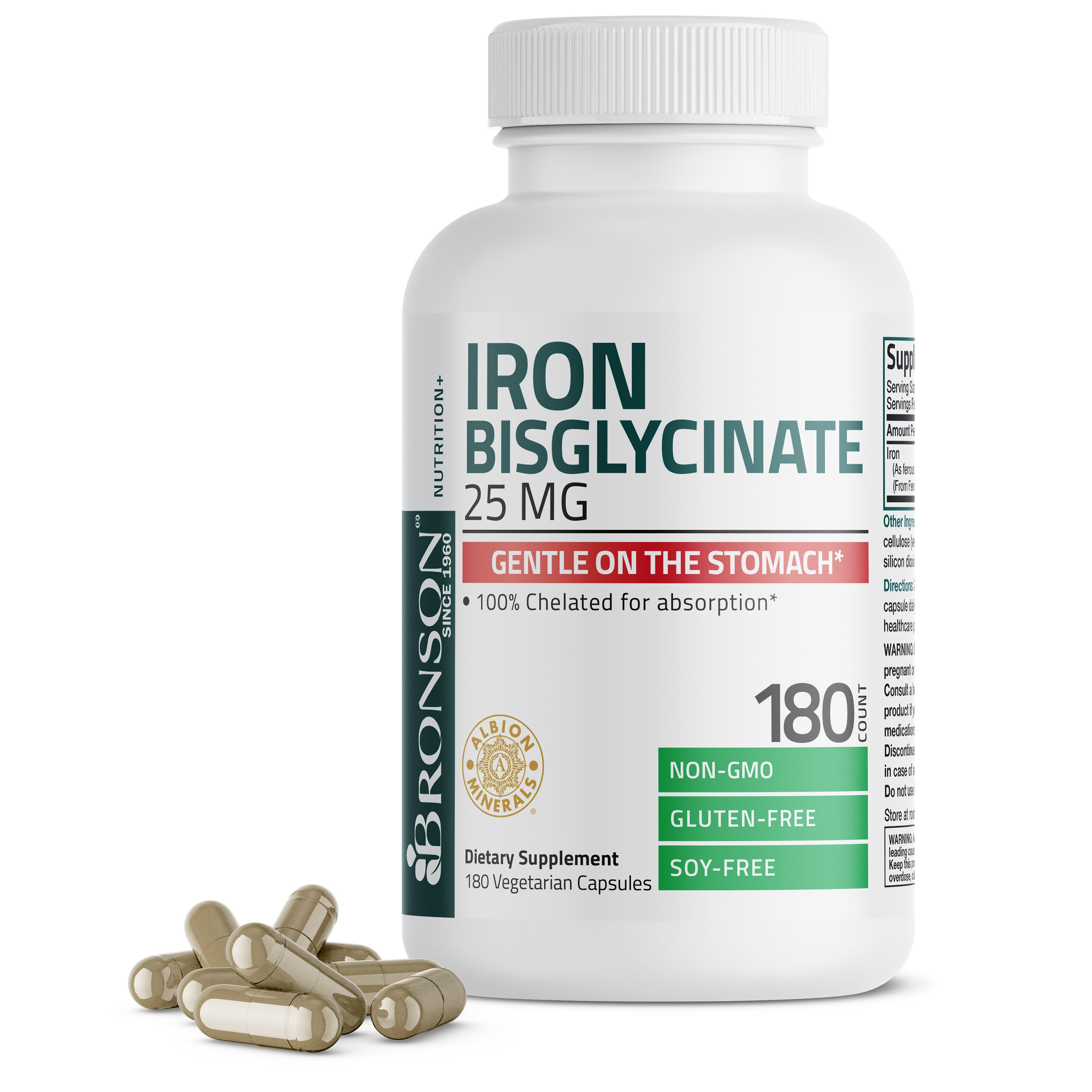 Bronson Vitamins Iron Bisglycinate - 25 Mg 90 Caps thumbnail 2
