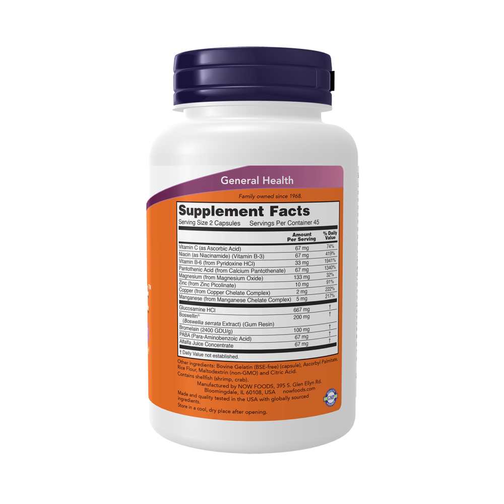Now Foods Joint Support – Glucosamine, Boswellin & Bromelain – 90 Capsules thumbnail 2