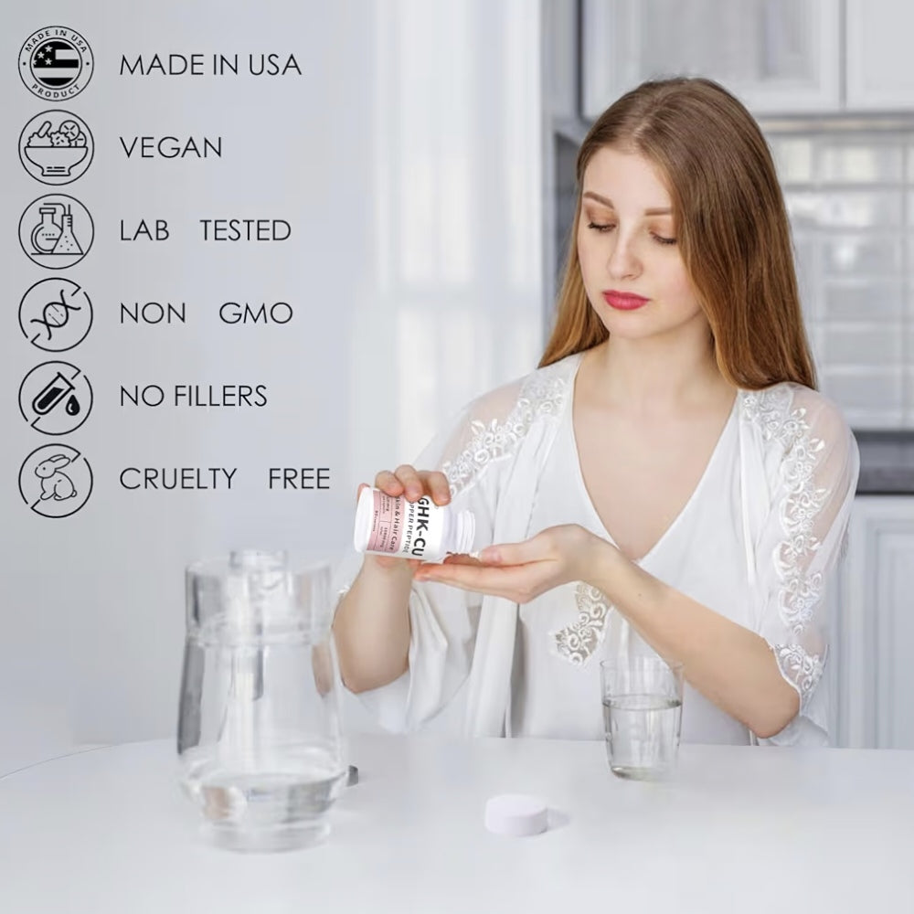 QUBIT GHK-Cu Copper Peptide Supplement for Skin & Hair, Easy 90 Capsules thumbnail 3