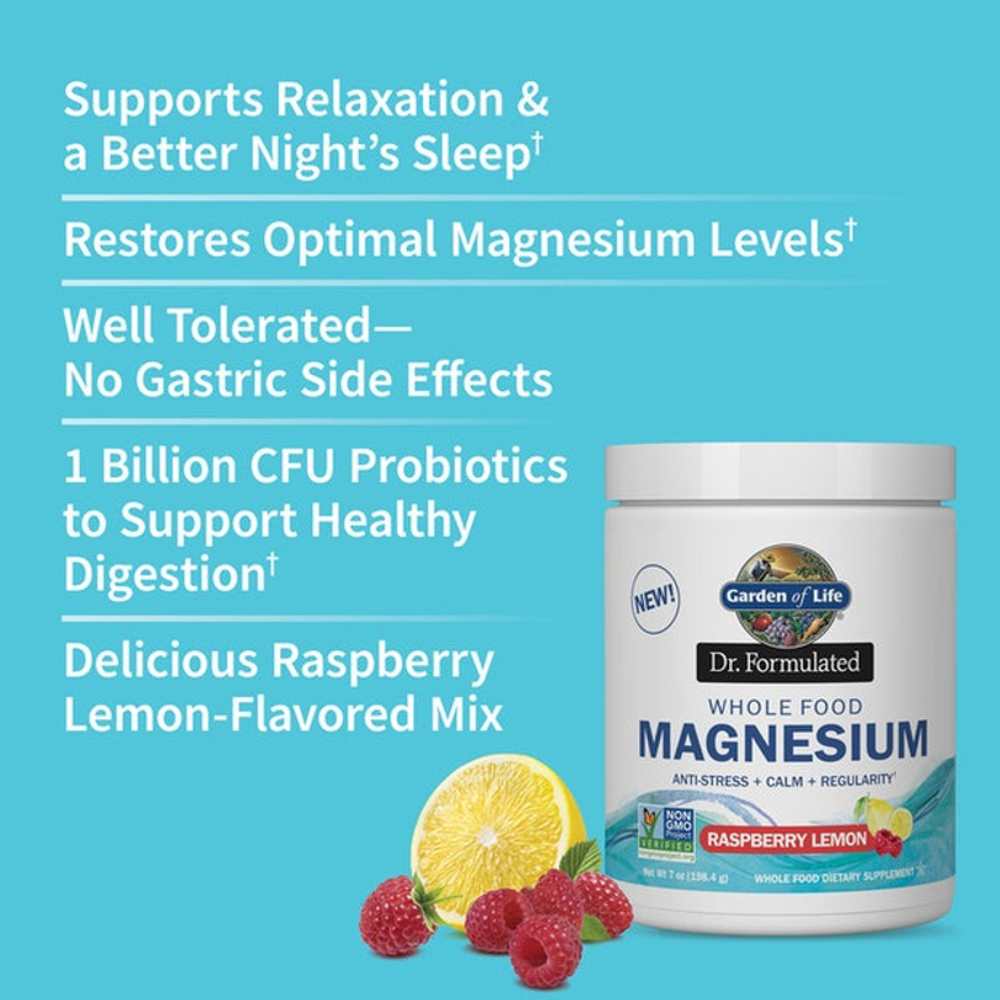 Garden of Life Dr. Formulated Magnesium Powder - Raspberry Lemon 198g thumbnail 2