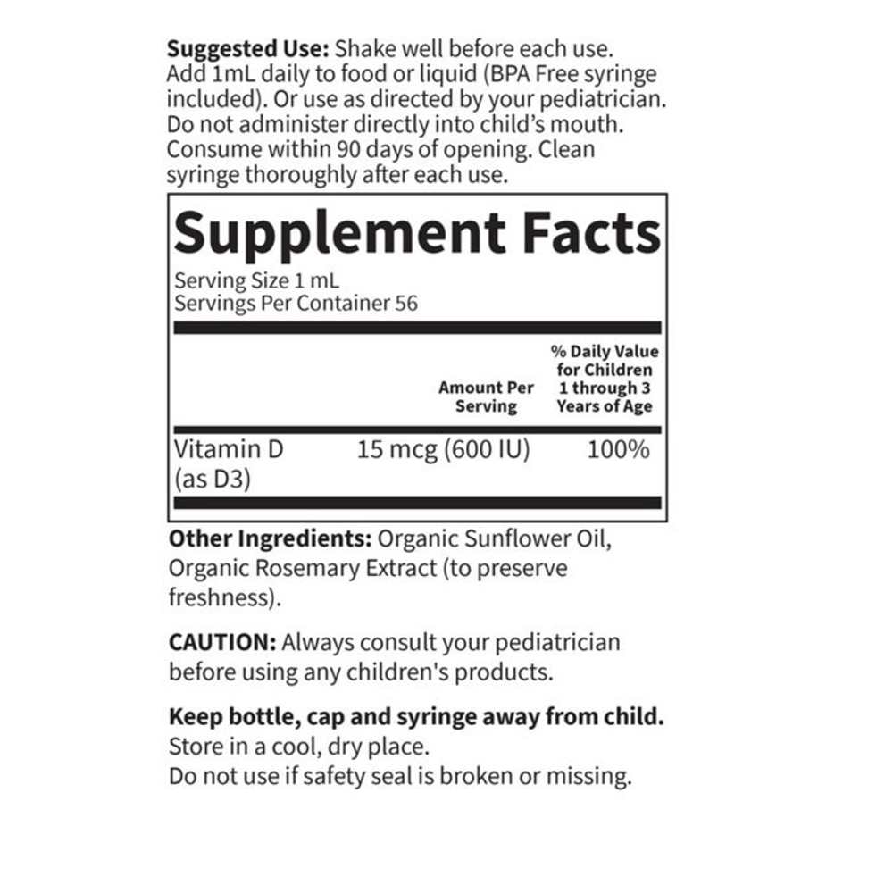 Garden of Life Baby Vitamin D3 1.9 Fl Oz (56ml) Liquid thumbnail 2