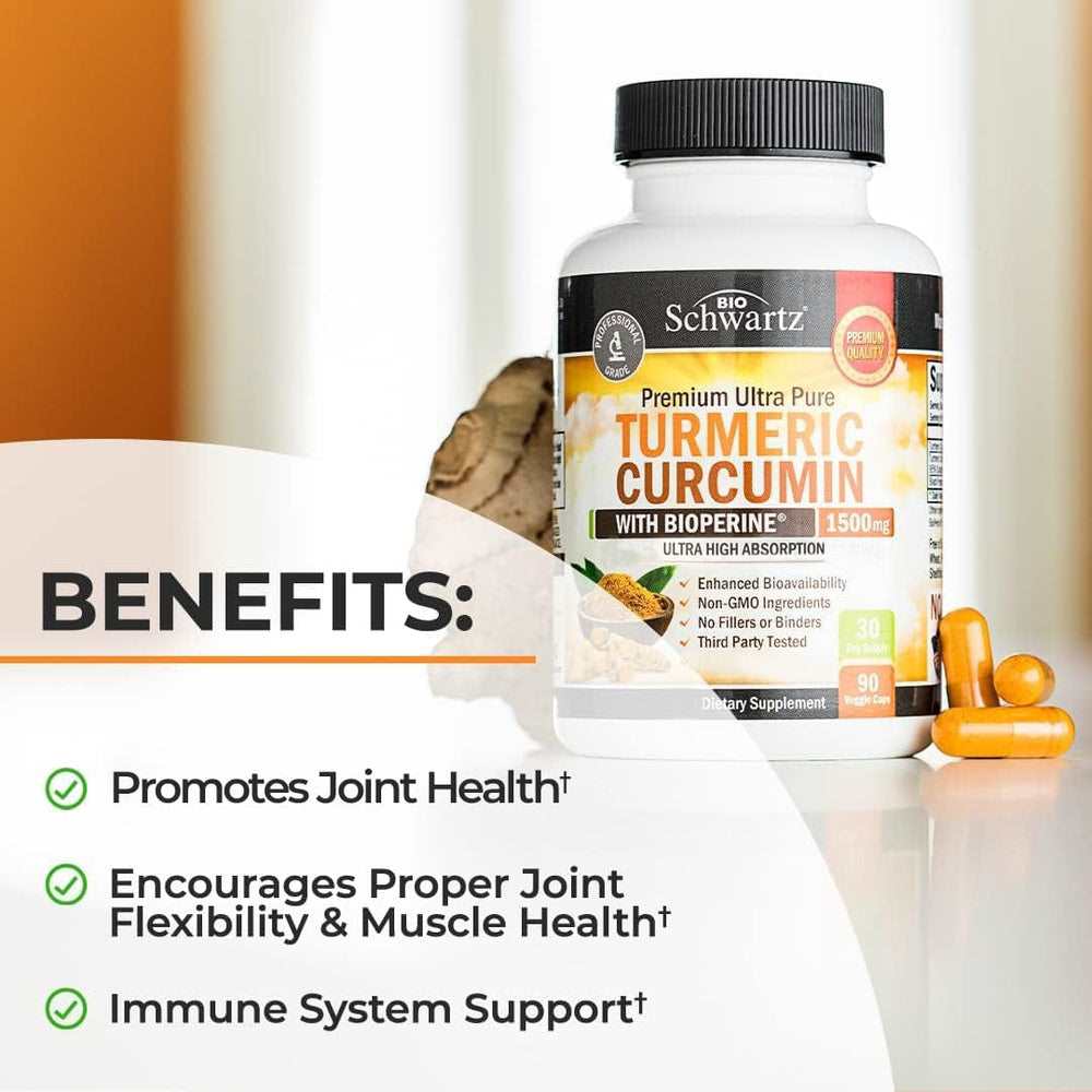 Bio Schwartz Turmeric Curcumin 1500mg – 90 Capsules thumbnail 2
