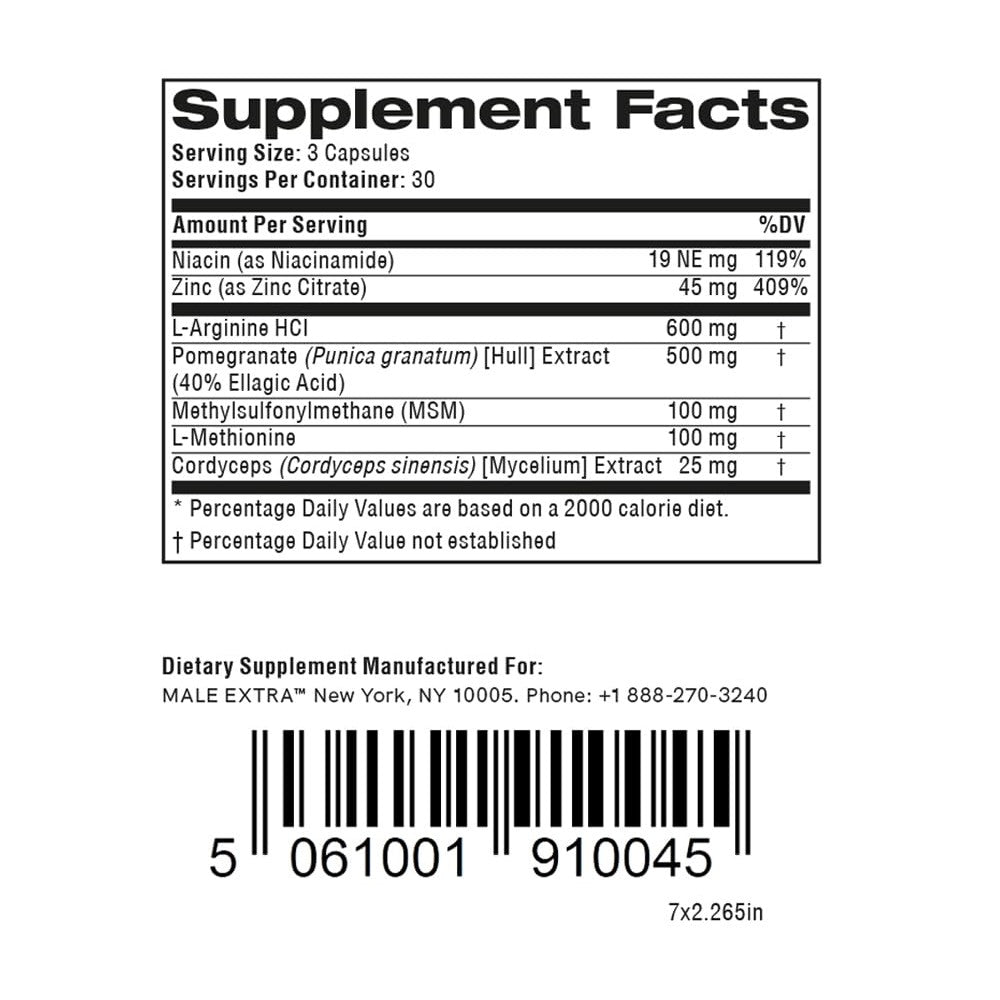 Male Extra – Dietary Supplement for Men | 90 Capsules thumbnail 3