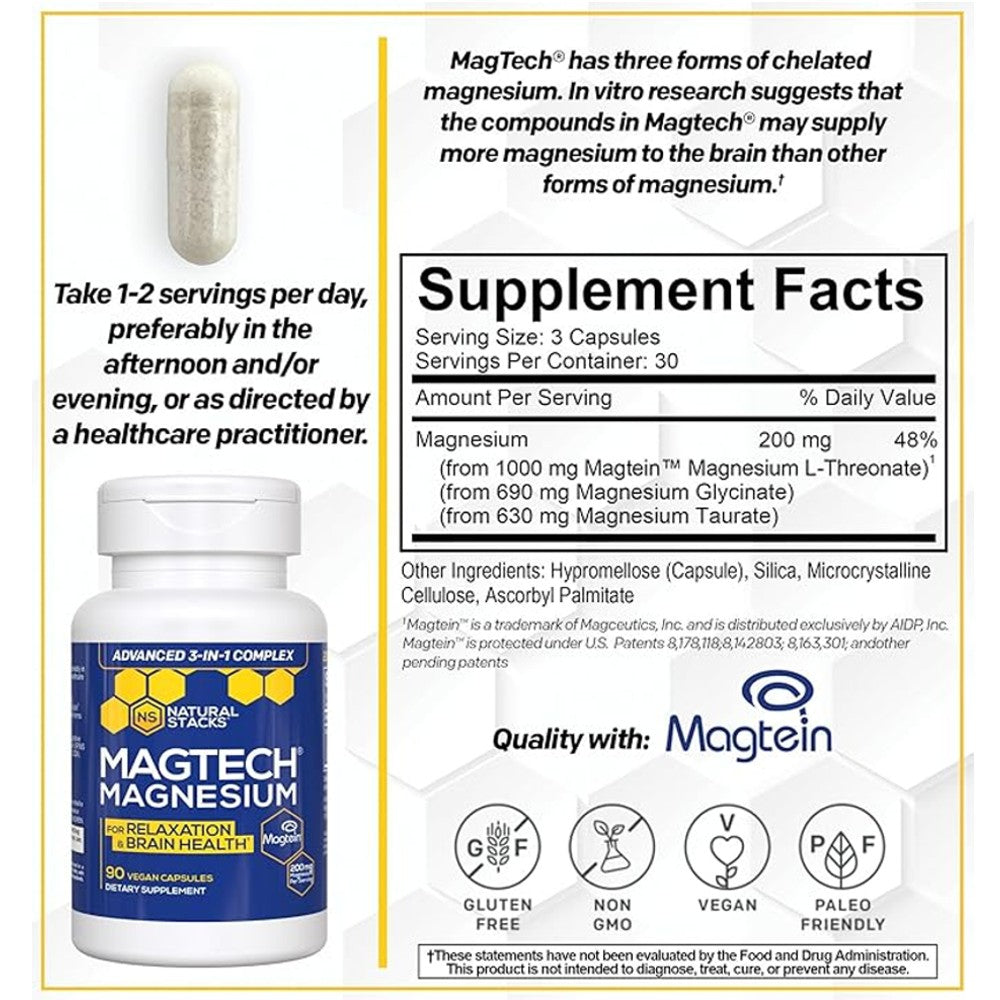 Natural Stacks MagTech Magnesium Capsules – Brain Boost & Relaxation Support thumbnail 3