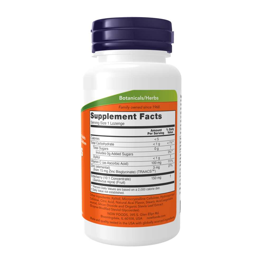 Now Foods Sambucus Zinc-C – Immune Support with Elderberry, Zinc & Vitamin C – 60 Lozenges thumbnail 2