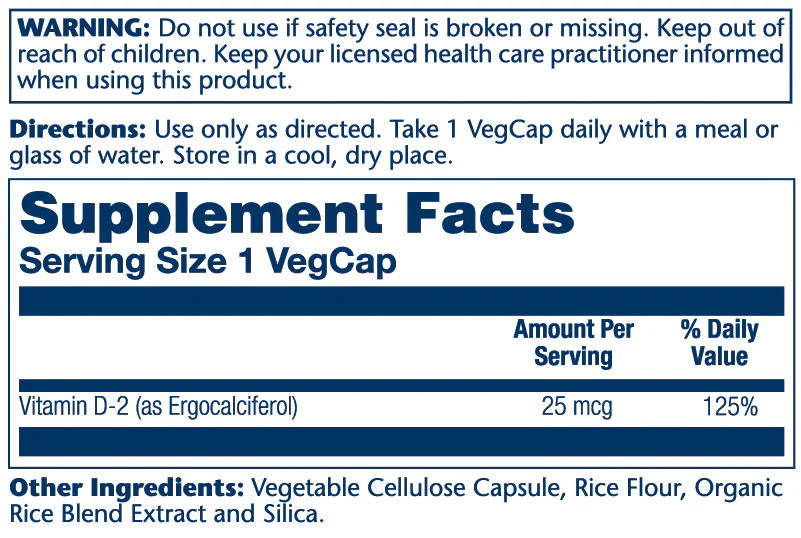Solaray Vitamin D-2, Dry - 25mcg 60 Caps thumbnail 2