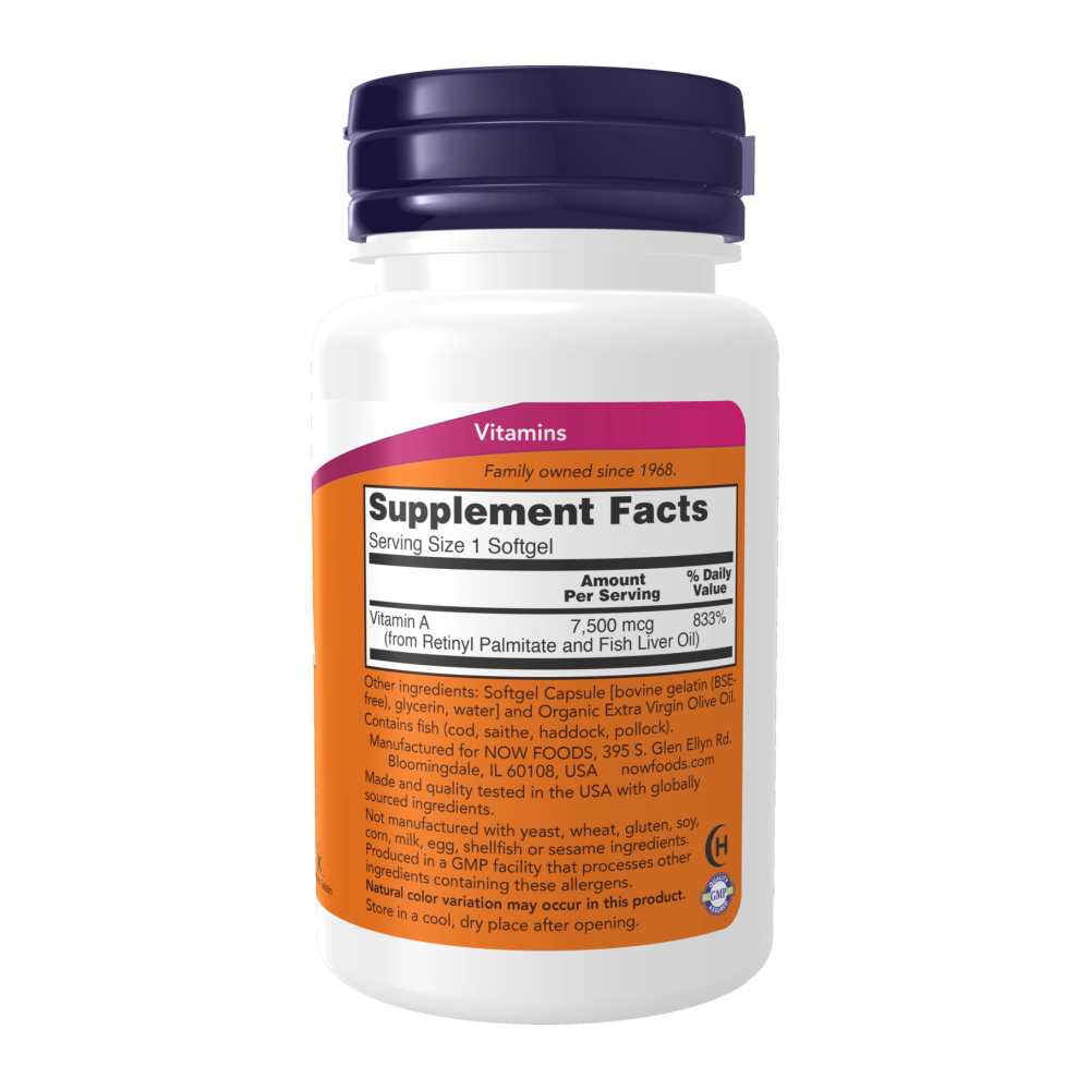Now Foods Vitamin a 25,000 Iu – Eye, Skin & Immune Support – 100 Softgels thumbnail 3