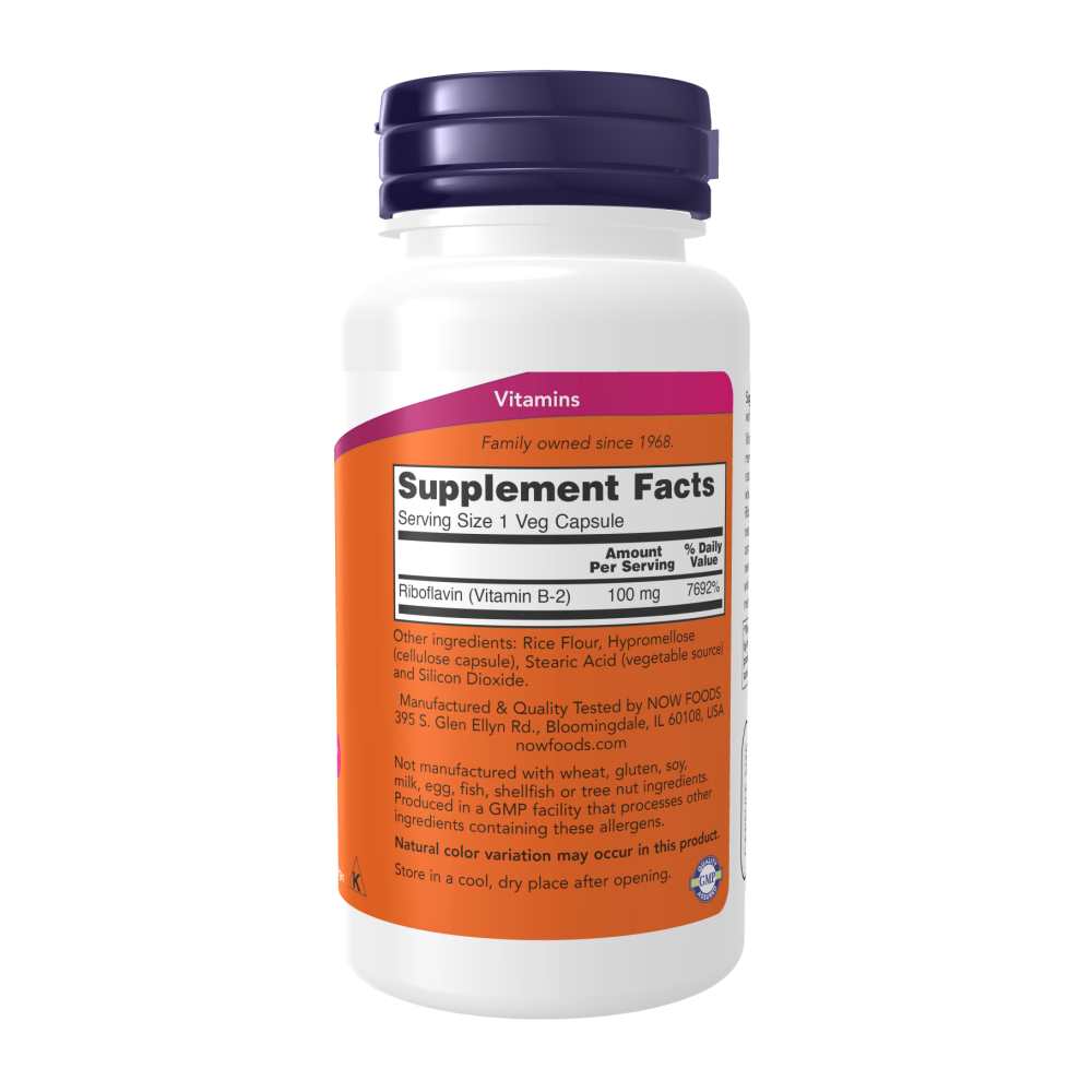 Now Foods B-2 100 Mg Riboflavin – Energy Support – 100 Veg Capsule thumbnail 2