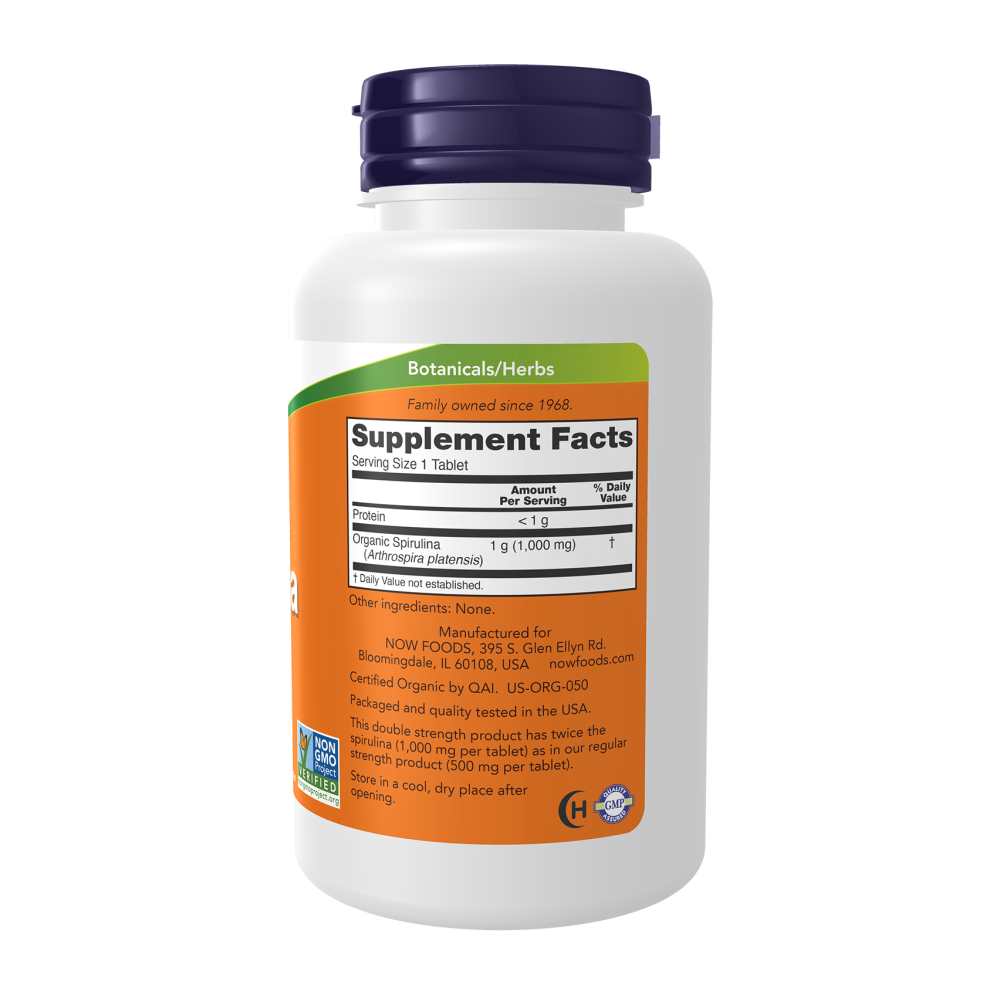 Now Foods Organic Spirulina 1000 Mg – Double Strength Super Green Formula – 120 Vegetarian Tablets thumbnail 2