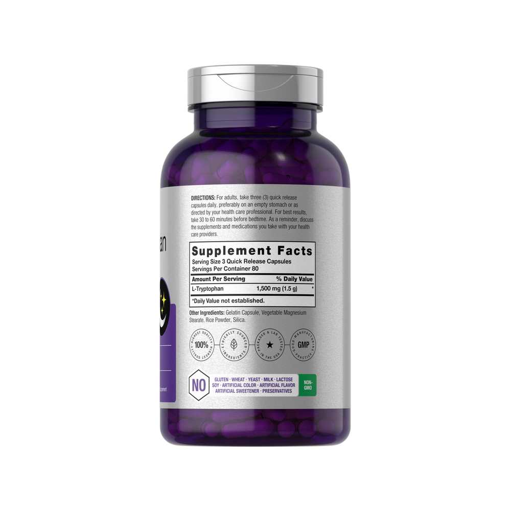 Horbäach L-Tryptophan 1500mg per Serving | 240 Capsules thumbnail 2