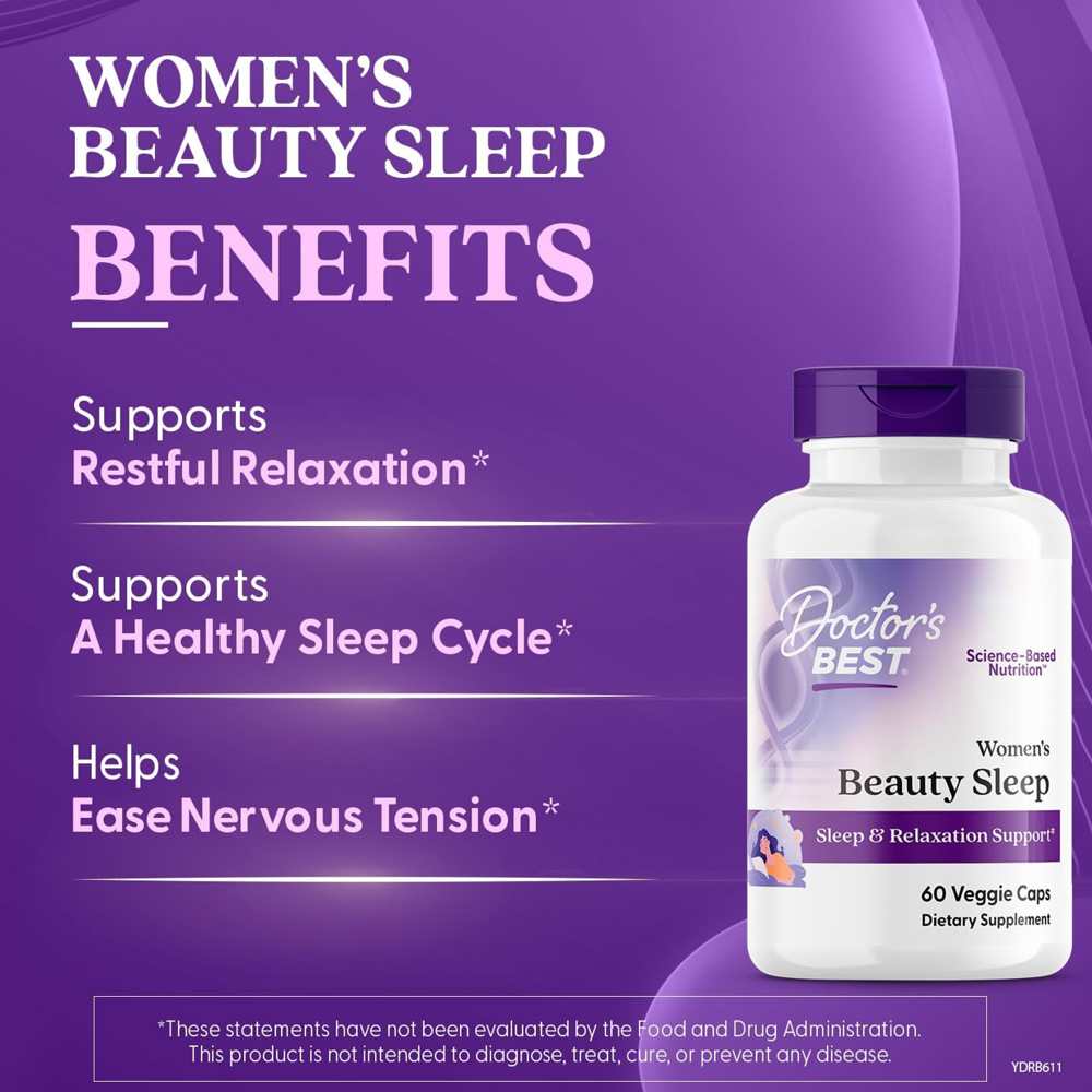 Doctor's Best Women's Beauty Sleep Veggie Caps 60 Count thumbnail 2