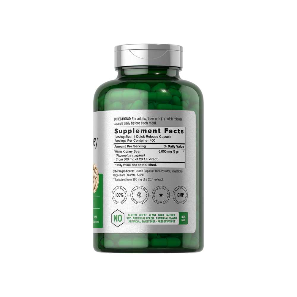 Horbäach White Kidney Bean Extract 6000mg | 400 Capsules thumbnail 2