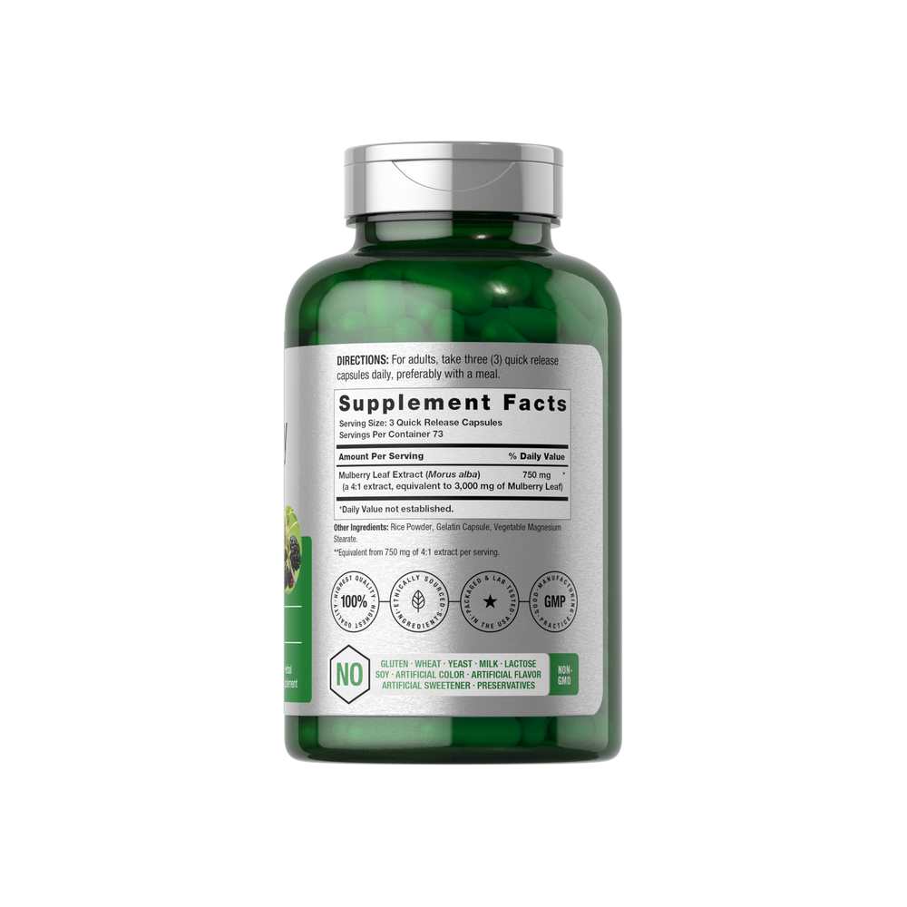 Horbäach Mulberry Leaf Extract 3000mg per Serving | 220 Capsules thumbnail 2