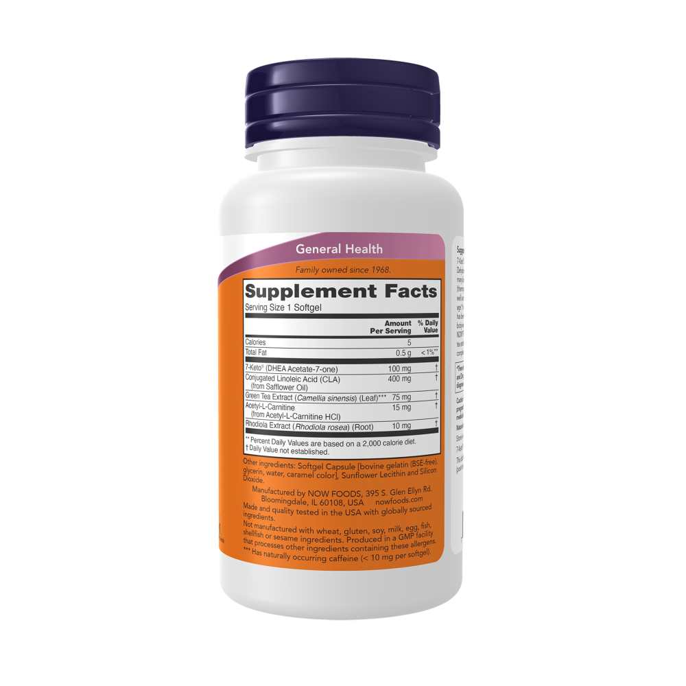Now Foods 7-Keto Lean Gels™ 100 Mg – Dhea Metabolite with Cla for Weight Management – 60 Softgels thumbnail 2