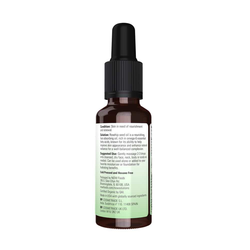 Now Foods Rosehip Seed Oil – 100% Pure & Certified Organic – Cold-Pressed Skin Rejuvenating Oil – 30 M L thumbnail 2
