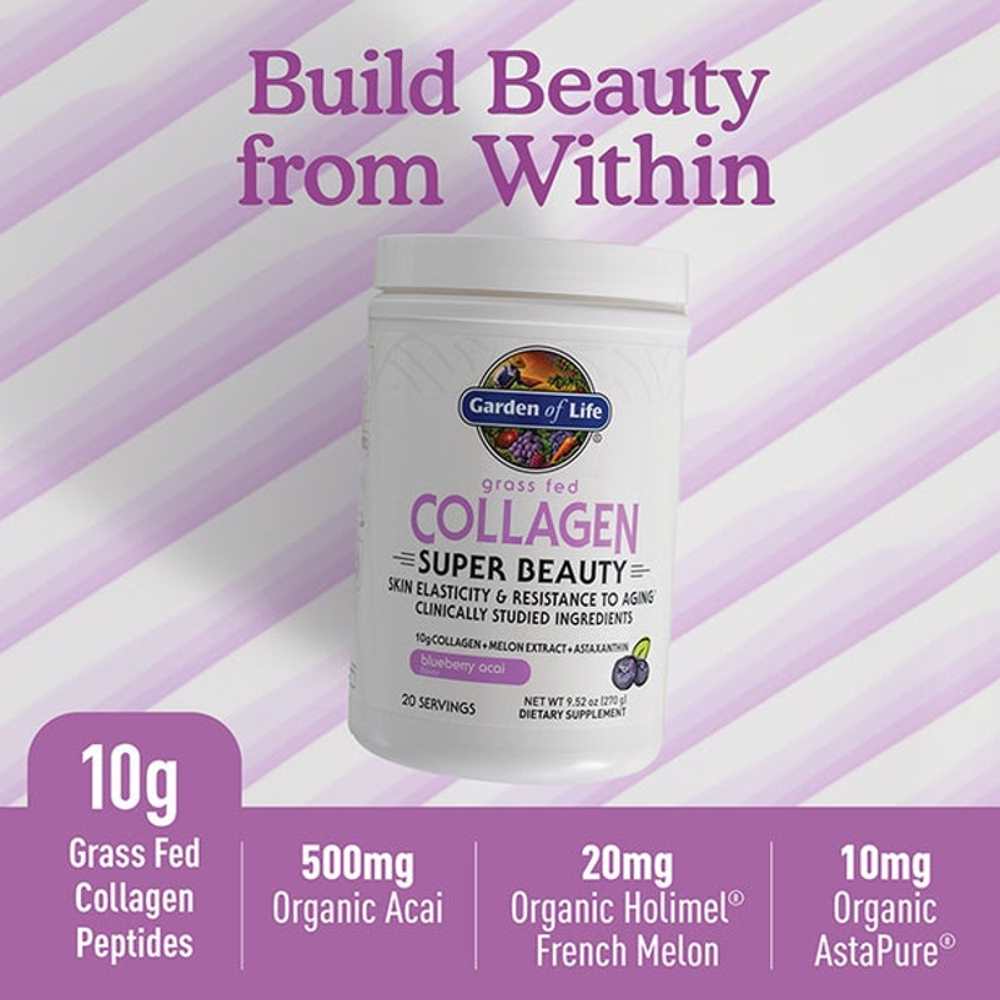 Garden of Life Grass Fed Collagen Super Beauty Blueberry Acai 270g Powder thumbnail 2