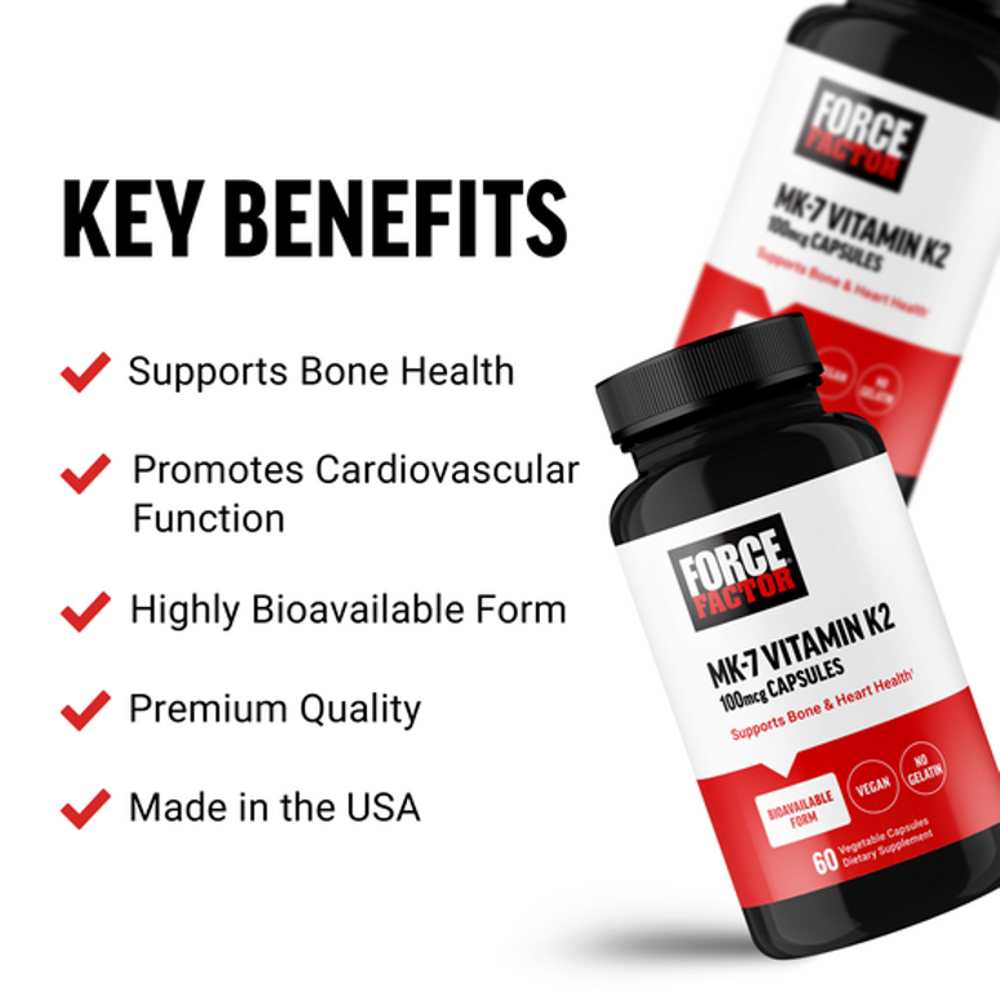 Force Factor Mk-7 Vitamin K2 – 60 Capsules thumbnail 2