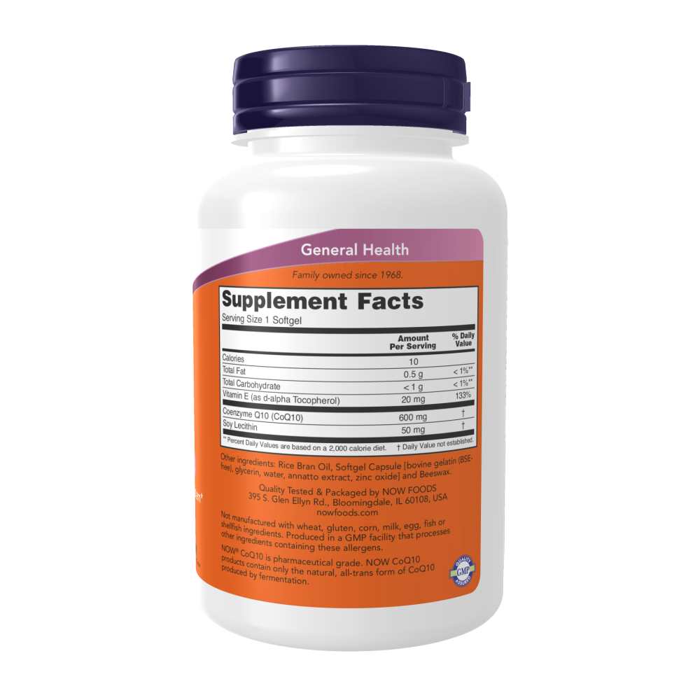 Now Foods Co Q10 600 Mg – Maximum Strength Cardiovascular & Nervous System Support – 60 Softgels thumbnail 2