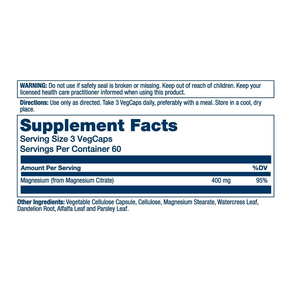 Solaray Magnesium Citrate 400mg - FDA Approved - Bone Health & Muscle Support - 180 VegCaps thumbnail 2